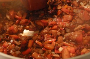 This is the sauce after the balsamic has reduced, before the tomato sauce is added.